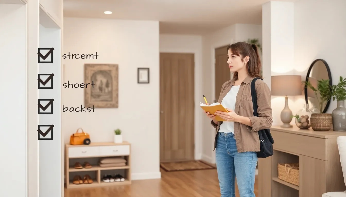 person assessing home renovation ideas in a stylish entryway.