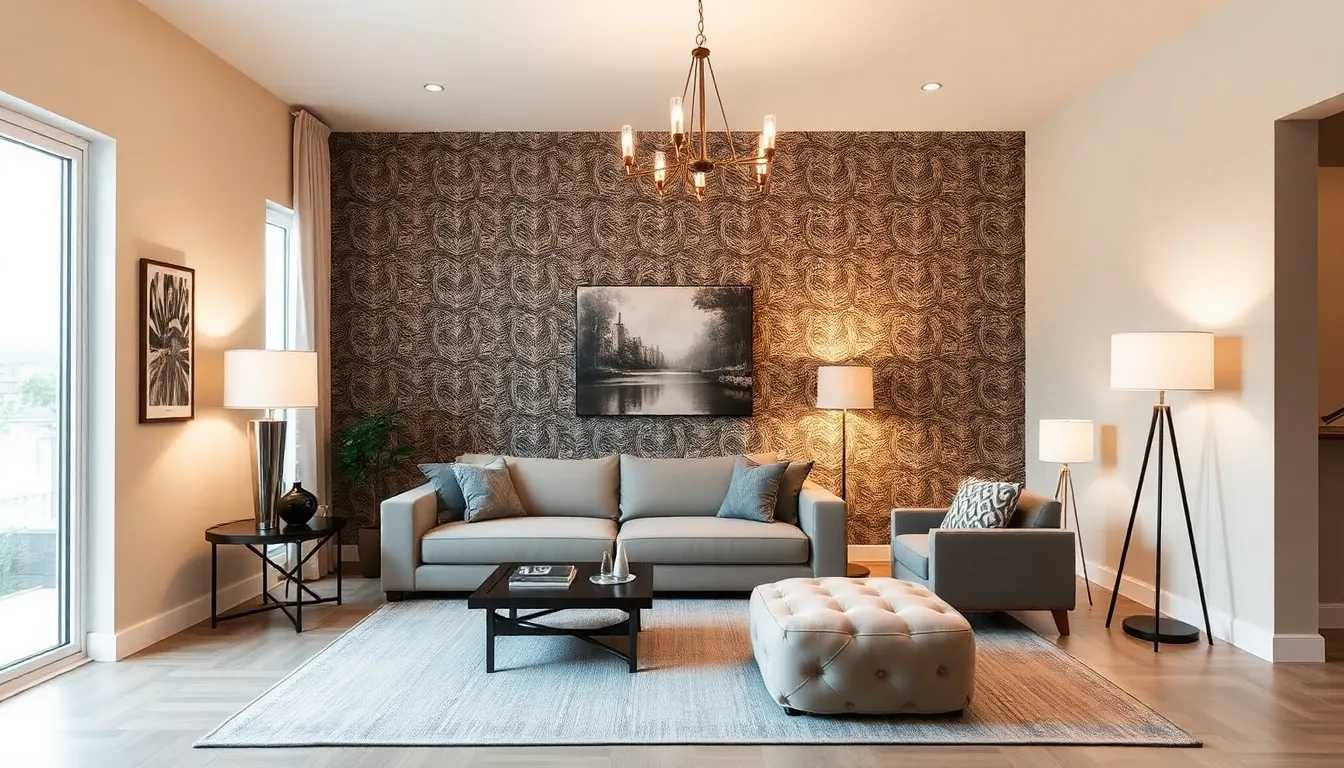 modern living room with stylish furniture and creative lighting solutions.